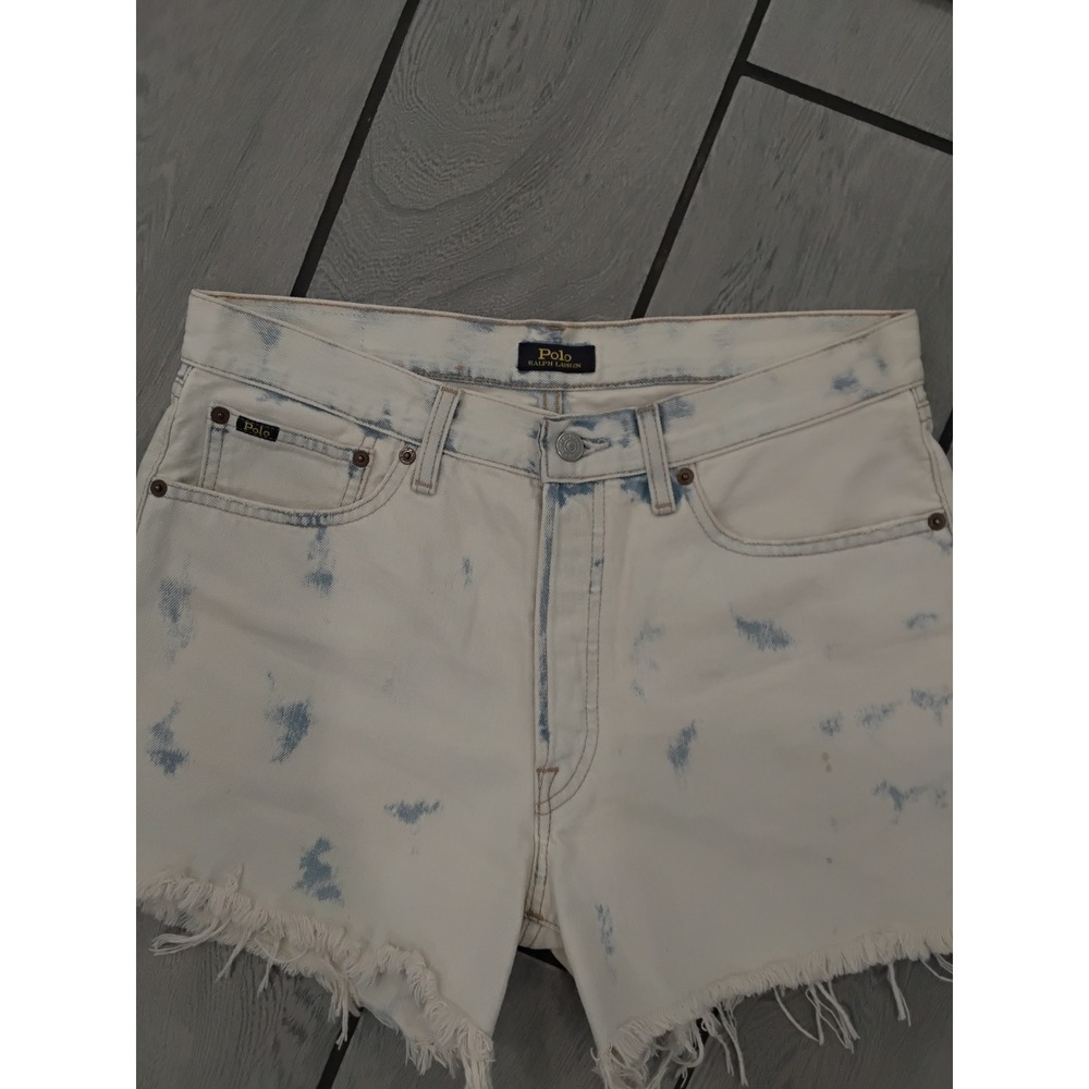 Polo Ralph Lauren Sprighton Boyfriend Shorts Denim Tie Dye Raw Hem Size 27